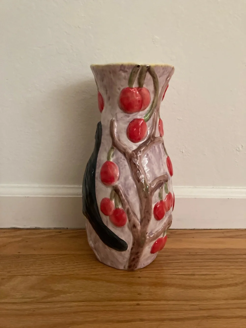 Anthropologie and Nathalie Lete Black Bird with Cherry Ceramic Vase